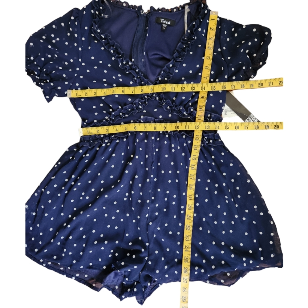 TRIXXI Navy Ruffle Polkadot Romper - Size L - Picture 8 of 14